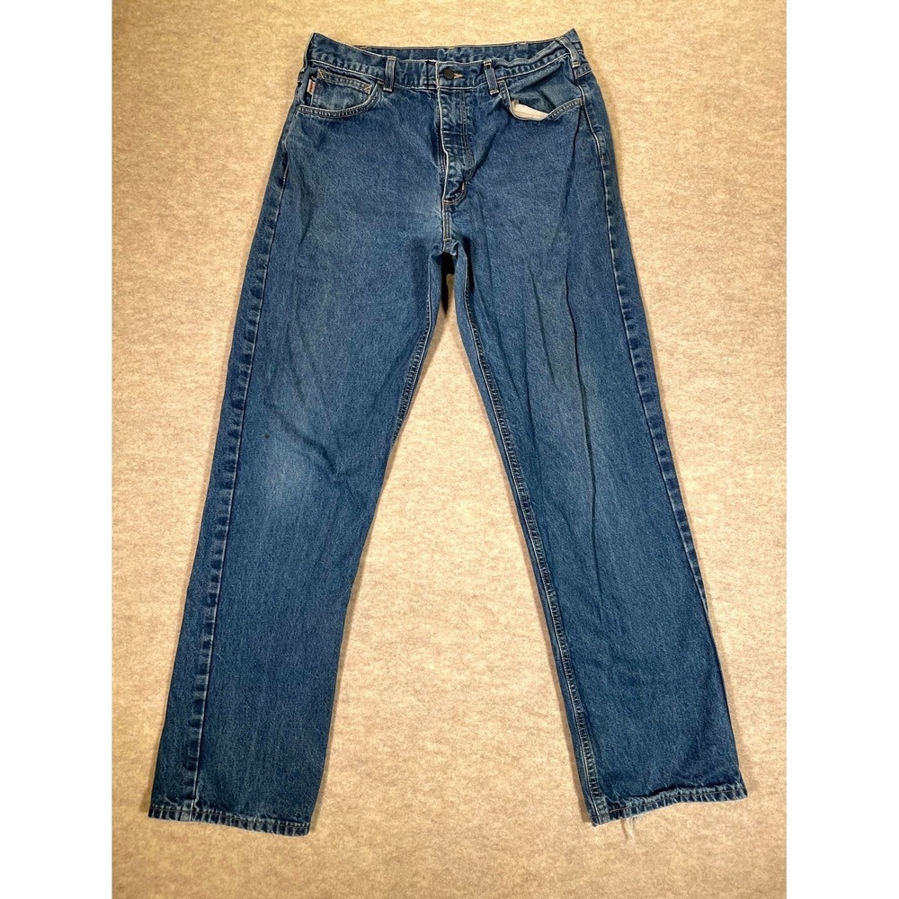 Carhartt CAT 2 Relaxed Fit Authentic Jeans Mens 35x34 Blue Denim Flame Resistant